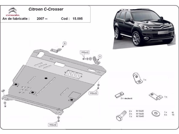 Oceľový kryt motora Citroen C - Crosser (2007-2012)Citroen C - Crosser