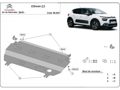 Oceľový kryt motora Citroen C3 (2019-2026) 2