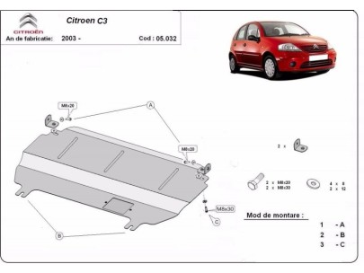 Oceľový kryt motora Citroen C3 (2003-2016) 2