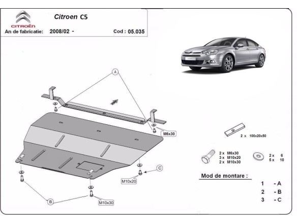 Oceľový kryt motora citroen C5 (2008-2017)Citroen C5