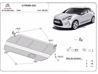 Oceľový kryt motora Citroen DS3 (2009-2025) 2