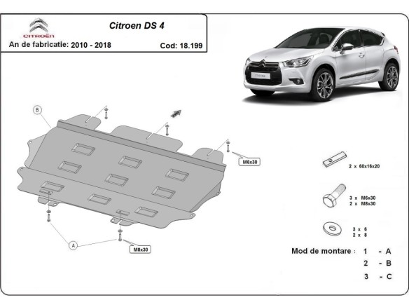 Oceľový kryt motora Citroen DS4 (2010-2018)Citroen DS4