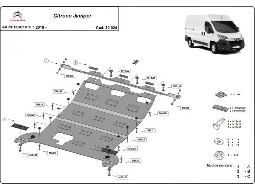 Oceľový kryt motora Citroen Jumper (2016-2026)