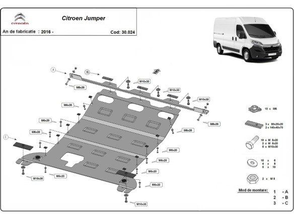 Oceľový kryt motora Citroen Jumper (2016-2026)