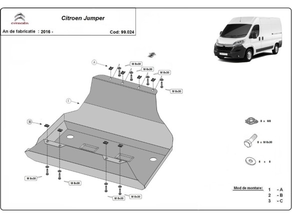 Oceľový kryt palivovej nádrže Citroen Jumper (2016-2025)Citroen Jumper