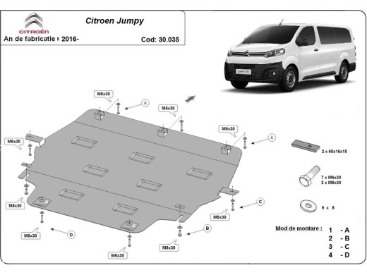 Oceľový kryt motora Citroen Jumpy (2016-2026)
