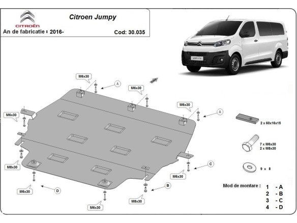 Oceľový kryt motora Citroen Jumpy (2016-2025)Citroen Jumpy