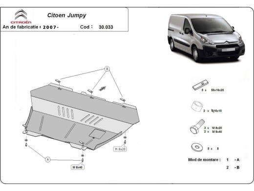 Oceľový kryt motora Citroen Jumpy (2007-2016)Citroen Jumpy
