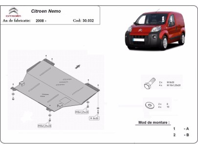 Oceľový kryt motora Citroen Nemo (2008-2017) 2