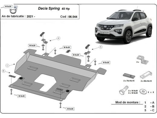 Oceľový kryt motora Dacia Spring (2021-2025)Dacia Spring