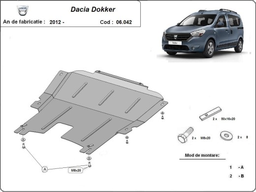 Oceľový kryt motora Dacia Dokker (2012-2026)