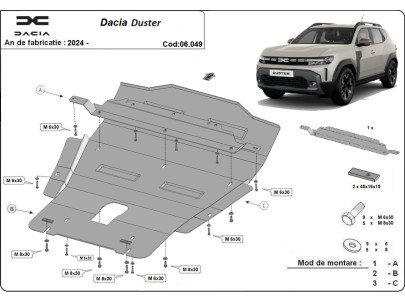 Oceľový kryt motora Dacia Duster - 4x4 (2024-2026) 2