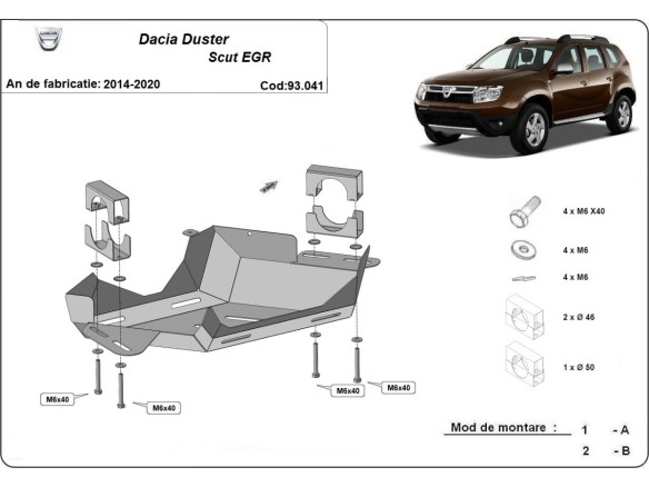 Oceľový kryt EGR Dacia Duster (2014-2020)Dacia Duster