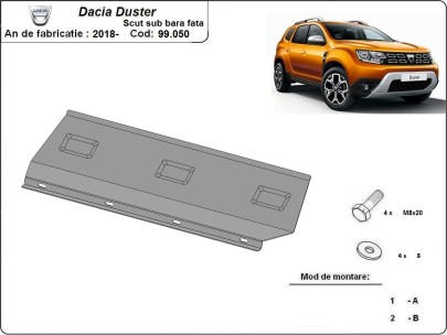 Oceľový kryt predného nárazníka Dacia Duster (2018-2024) 2