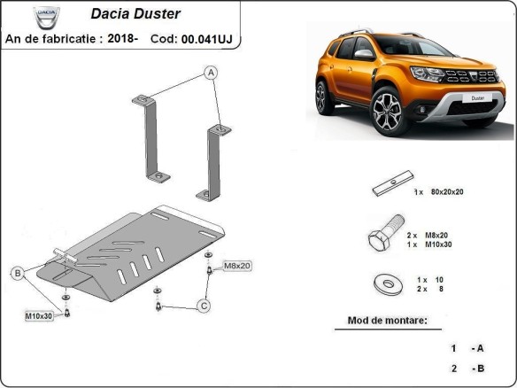 Oceľový kryt diferenciálu Dacia Duster 4x4 (2018-2024)Dacia Duster