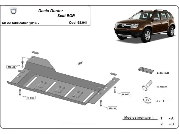 Oceľový kryt systému Start-Stop EGR Dacia Duster (2014-2017)Dacia Duster