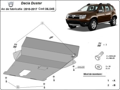 Oceľový kryt motora Dacia Duster - 2,5 mm (2010-2017) 2