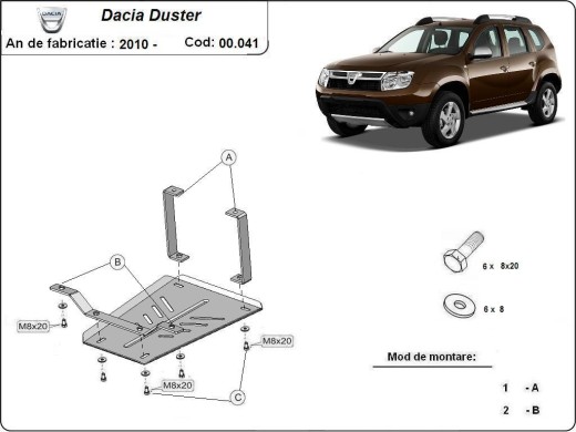 Oceľový kryt diferenciálu Dacia Duster (2010-2013)Dacia Duster