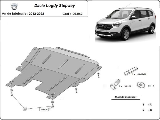 Oceľový kryt motora Dacia Lodgy Stepway (2012-2025)Dacia Lodgy