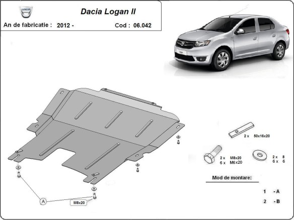 Oceľový kryt motora Dacia Logan 2 (2012-2020)Dacia Logan