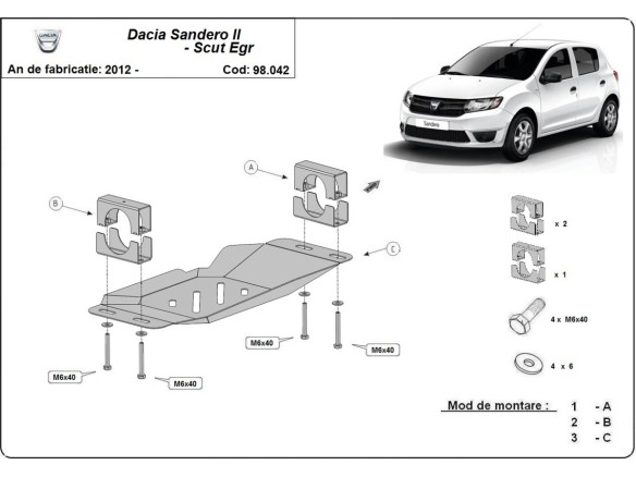 Oceľový kryt systému Start-Go EGR Dacia Sandero 2 (2012-2026)