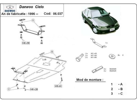 Oceľový kryt motora Daewoo Cielo (1995-2008)Daewoo Cielo