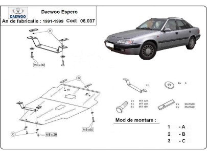 Oceľový kryt motora Daewoo Espero (1991-1999) 2