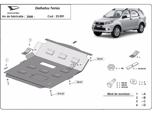 Oceľový kryt motora Daihatsu Terios (2006-2018)Daihatsu Terios
