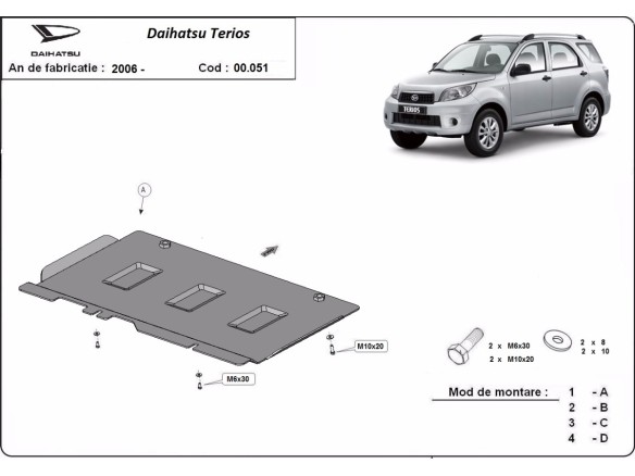 Oceľový kryt prevodovky Daihatsu Terios (2006-2018)Daihatsu Terios