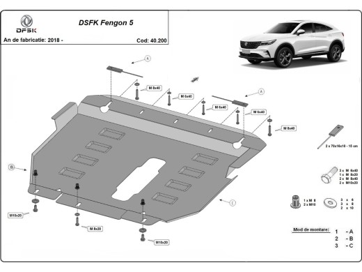 Oceľový kryt motora Dfsk Fengon 5 (2018-2026)