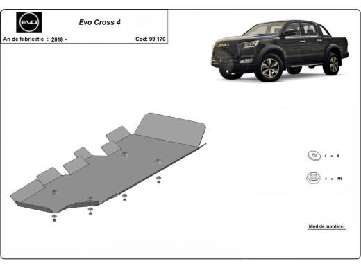 Oceľový kryt palivovej nádrže Evo Cross 4 (2018-2026)