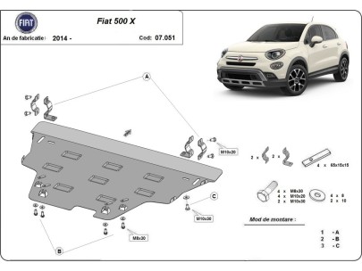 Oceľový kryt motora Fiat 500x (2014-2026) 2