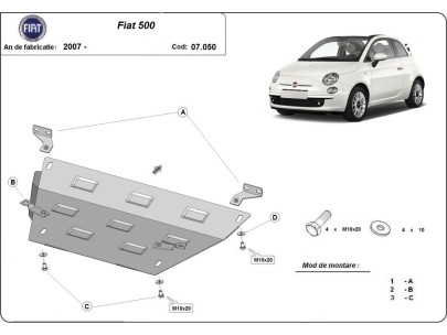 Oceľový kryt motora Fiat 500 (2007-2026) 2