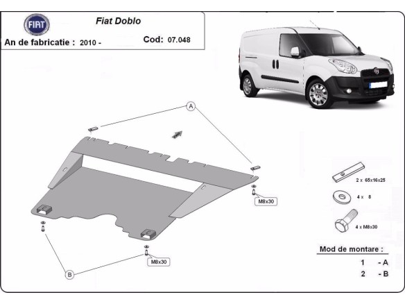 Oceľový kryt motora Fiat Doblo (2010-2022)Fiat Doblo
