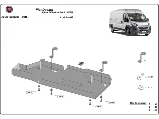 Oceľový kryt AdBlue Fiat Ducato (2018-2026)
