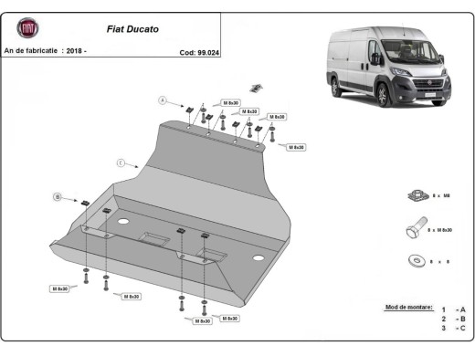 Oceľový kryt palivovej nádrže Fiat Ducato (2018-2026)
