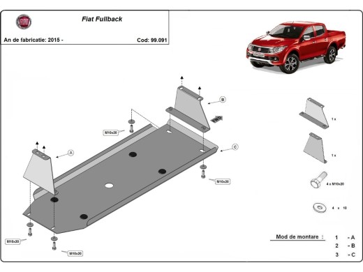 Oceľový kryt palivovej nádrže Fiat Fullback (2016-2019)Fiat Fullback