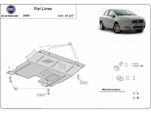 Oceľový kryt motora Fiat Linea (2007-2018)Fiat Linea