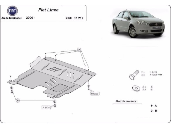 Oceľový kryt motora Fiat Linea (2007-2018)Fiat Linea