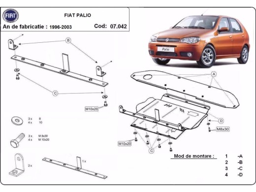 Oceľový kryt motora Fiat Palio (1996-2003)Fiat Palio