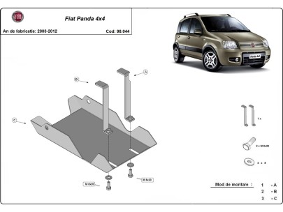 Oceľový kryt diferenciálu Fiat Panda 4x4 (2003-2012)