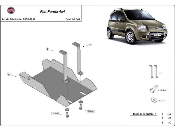 Oceľový kryt diferenciálu Fiat Panda 4x4 (2003-2012)Fiat Panda