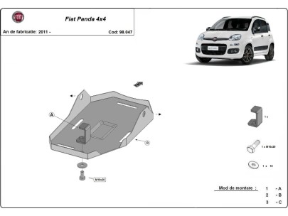Oceľový kryt diferenciálu Fiat Panda 4x4 (2011-2026) 2