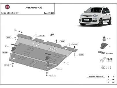 Oceľový kryt motora Fiat Panda 4x2 (2011-2025) 2