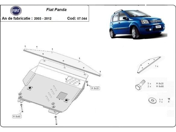 Oceľový kryt motora Fiat Panda (2003-2012)