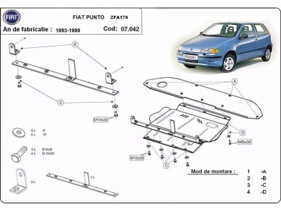 Oceľový kryt motora Fiat Punto (1993-1999) 2