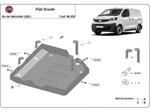Oceľový kryt AdBlue Fiat Scudo (2022-2025)Fiat Scudo