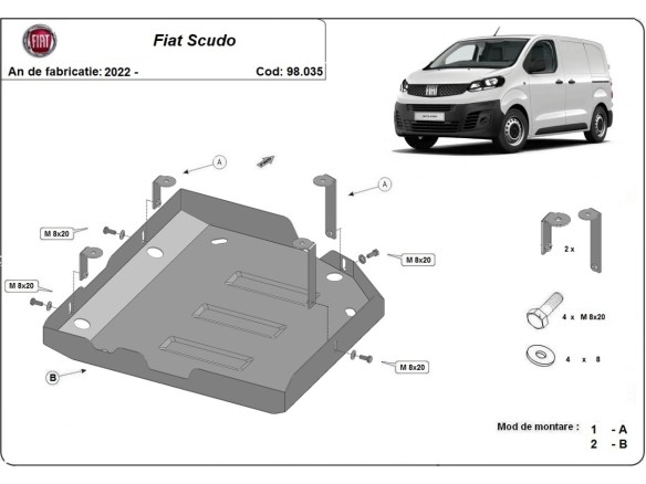 Oceľový kryt AdBlue Fiat Scudo (2022-2026)