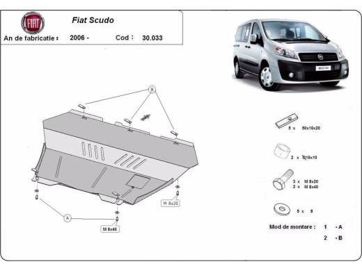 Oceľový kryt motora Fiat Scudo (2006-2016)Fiat Scudo