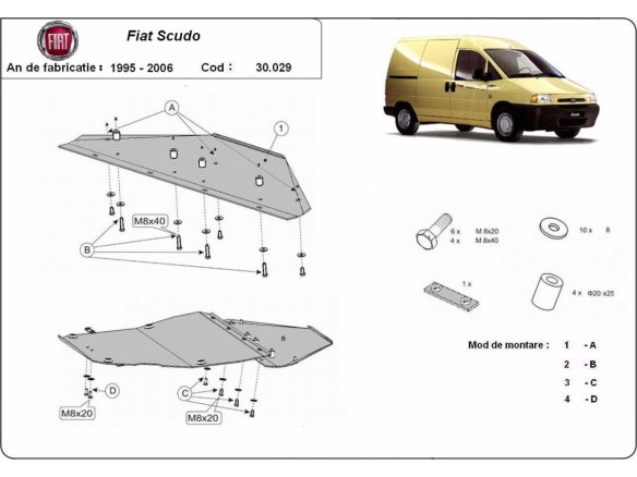 Oceľový kryt motora Fiat Scudo (1995-2006)Fiat Scudo